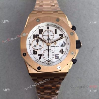 Swiss 3126 Audemars Piguet Automatic Rose Gold White Dial Copy Watch